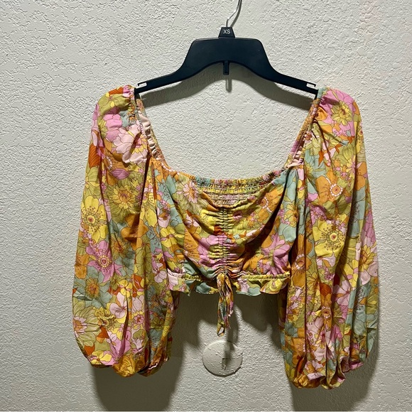 Show Me Your MuMu Jenna Yellow Floral Puff Sleeve Blouse - Picture 3 of 15